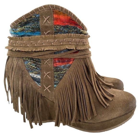 Naughty monkey trixie ankle booties 10 brown suede boho tribal western boots - Picture 1 of 15